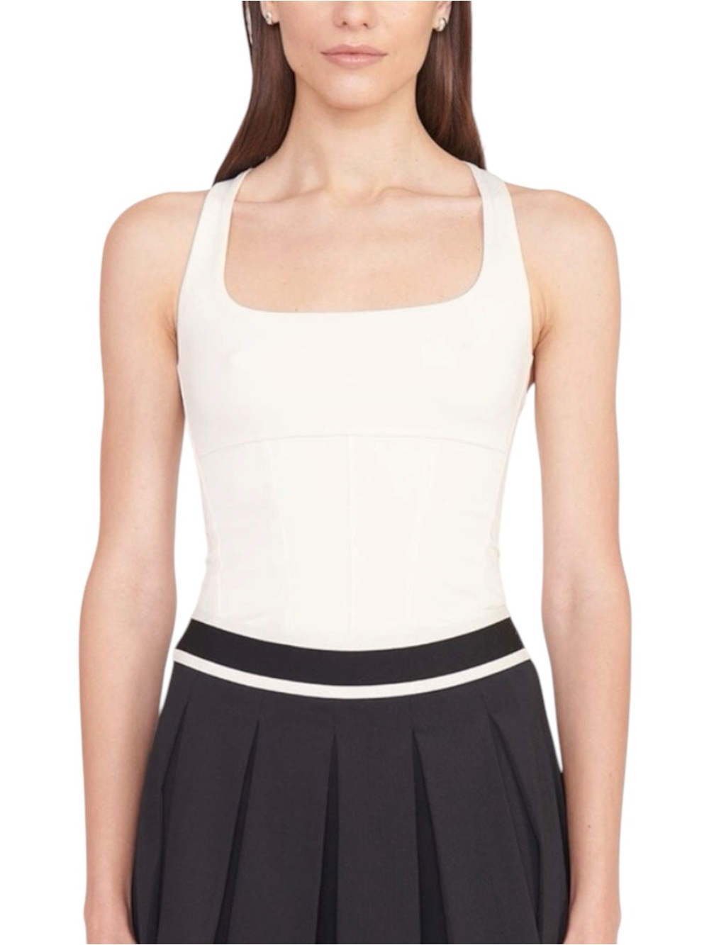 NWT Staud Carry Top Ivory Square Neck Sleeveless Athletic Tank Top MEDIUM